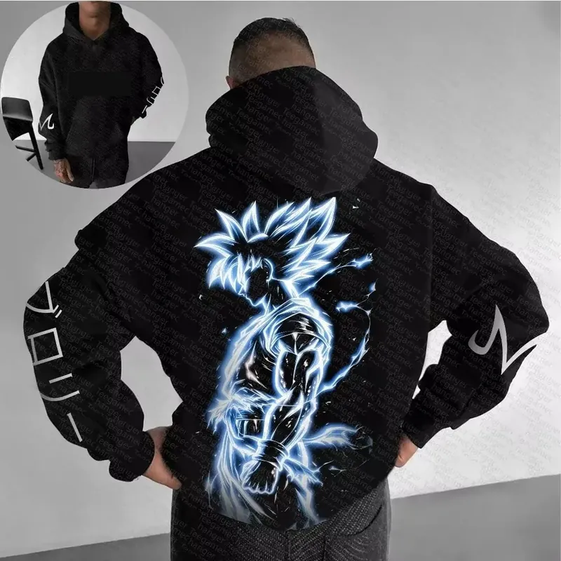 Sudadera grande con capucha de hip hop, otoño e invierno – Siete diseños negros y tallas por peso