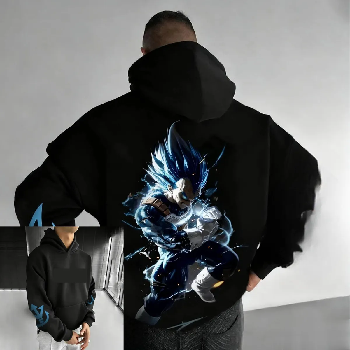 Sudadera grande con capucha de hip hop, otoño e invierno – negro 5