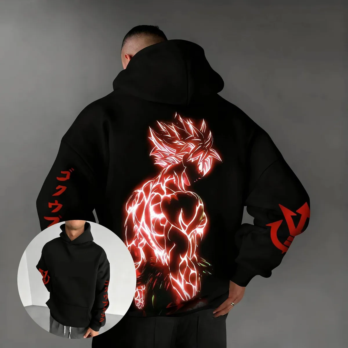 Sudadera grande con capucha de hip hop, otoño e invierno – negro 6
