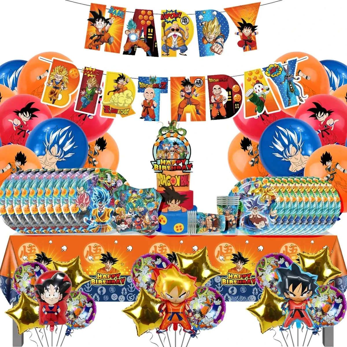 Vajilla desechable de Dragon Ball para fiesta de cumpleaños – vue 3