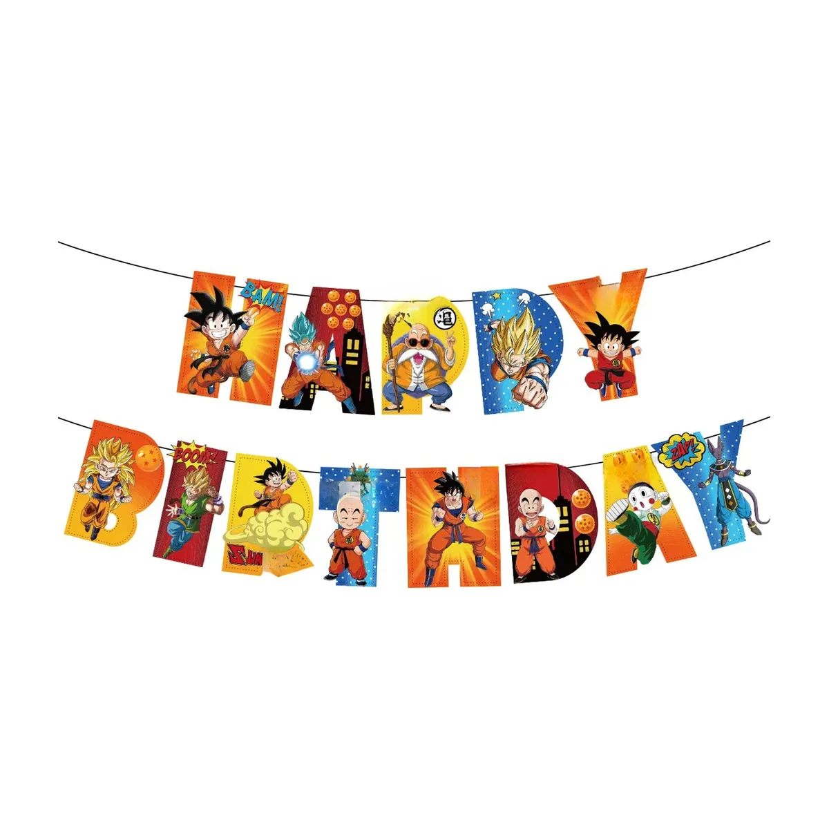 Vajilla desechable de Dragon Ball para fiesta de cumpleaños – banderín colgante 1