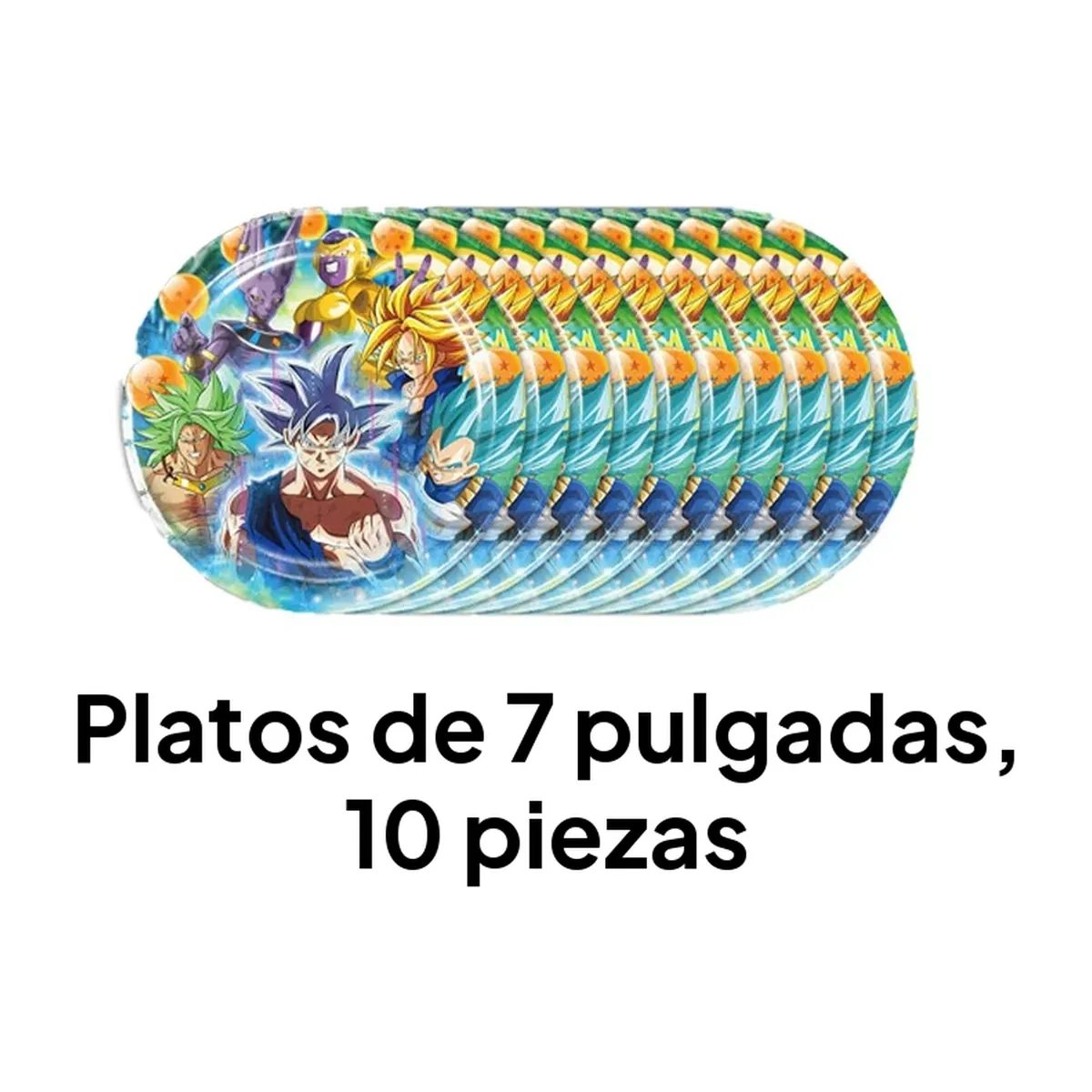 Vajilla desechable de Dragon Ball para fiesta de cumpleaños – platos de 7 pulgadas, 10 piezas