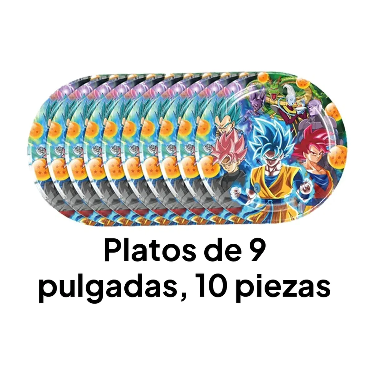 Vajilla desechable de Dragon Ball para fiesta de cumpleaños – platos de 9 pulgadas, 10 piezas