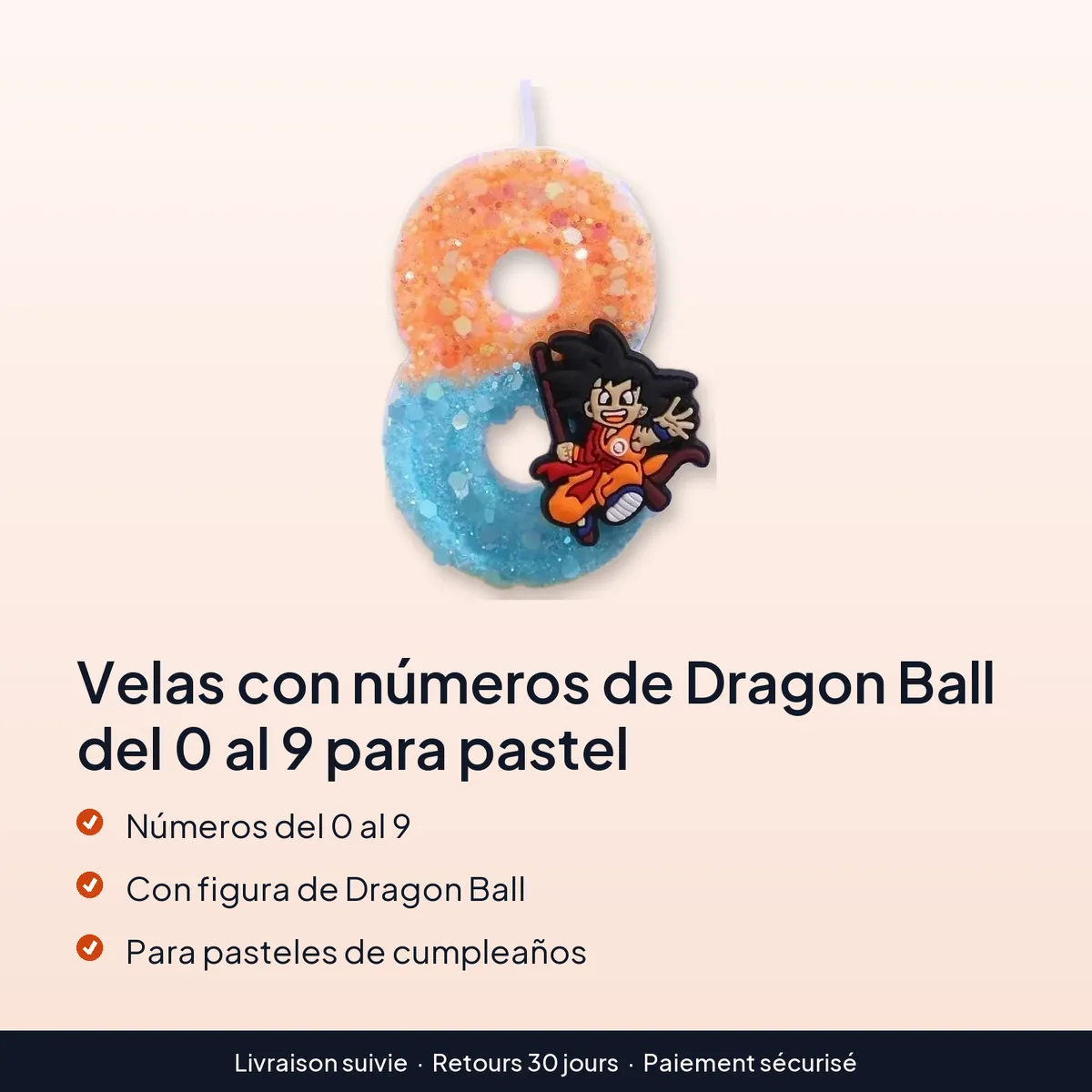 Velas con números de Dragon Ball del 0 al 9 para pastel : números del 0 al 9, con figura de dragon ball, para pasteles de cumpleaños